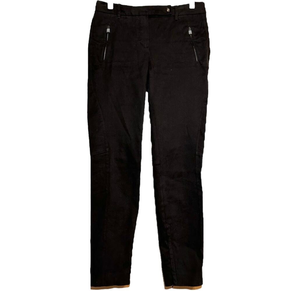 Loro Piana Italy Skinny Pants High Rise Flat Front Stretch Ankle Zip Brown 40 29